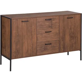 Beliani Sideboard 123 x 78 x 39 cm Dunkelbraun / Schwarz