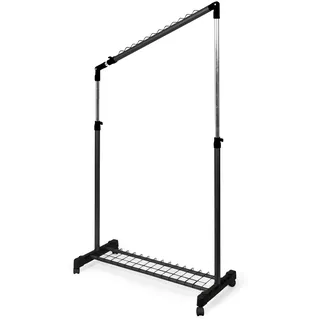 Compactor CLIFF Kleiderständer unter der Treppe, COSMOS Kollektion, Schwarz, verstellbare Höhe und Neigung, multidirektionale Rollen