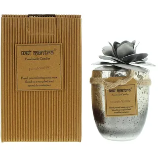 Bali Mantra Camellia Duftkerze im Glas, französische Vanille, 500 g, silberfarben