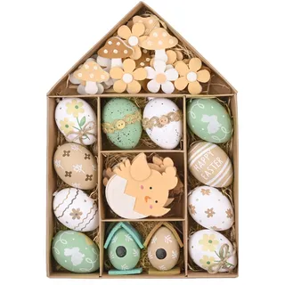 Valery Madelyn 40er Ostereier zum Aufhängen für Osterdeko,Nature künstliche Ostereier für Ostern Deko,Grün Braun Ornament für Osterkörbchen Frühlingsdeko,Ostern Geschenke Kinder(L)