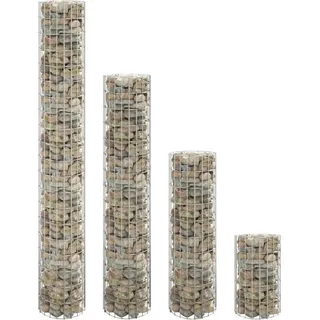 Gabionen-Hochbeete 4 Stk. Rund Ø30x50/100/150/200 cm - Silber