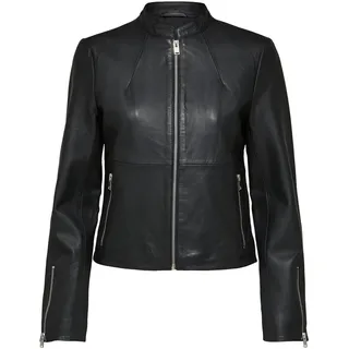 Selected Femme Damen SLFIBI Leather Jacket B NOOS Lederjacke, Black, 40