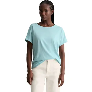 T-Shirt MARC O'POLO DENIM, Damen, Gr. M, blau fog, Jersey, Obermaterial: 100% Baumwolle, relaxed fit normal, Rundhals, Umschlagbund, Shirts T-Shirt, relaxed aus Organic Cotton, Topseller