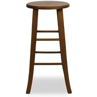 Sgabello Bar Holz massiv dunkel Nussbaum Höhe 67 cm Sitz rund Set 2