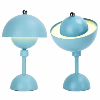 Aigostar Magnetische Kabellose Akku Tischlampe, 360° Schwenkbares Licht, Dekorative Nachttischlampe aus Metall, 3 Farbmodi und Touch Dimmbar, für Indoor und Outdoor - Blau
