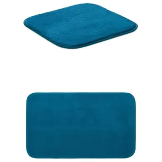 Gözze Badteppich Rio Premium 2er Set, 50x45 cm + 60x100 cm, Farbe: Petrol