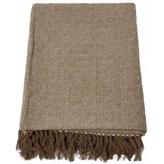 Homescapes Wohndecke Malda 150/200 cm, Baumwolle mit Rautenmuster , Braun , Textil , Rechteckig , 150x200 cm , Oeko-Tex® , Heimtextilien, Bettwäsche & Leintücher, Tagesdecken