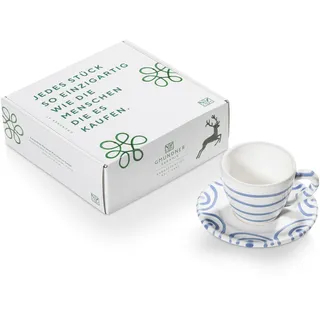 Gmundner Keramik Blaugeflammt, Espresso für Dich/2tlg.im Geschenkk.