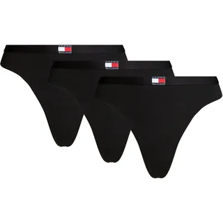 Tommy Hilfiger Underwear String »3 PACK FLAG THONG (EXT. SIZE)«, (Packung, 3 St., 3er), mit Logo-Stretchbund, schwarz