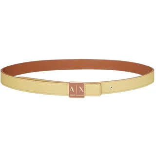 Armani Exchange Women's Sustainable, Reversible, Logo buckle, Plate Belt, Multicolor, 85