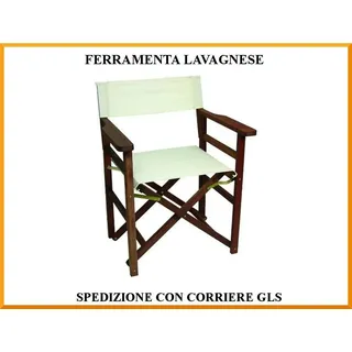 Stuhl Typ Regie IN Holz Tropical Keruing Klappbar Mit Armlehne Weiß