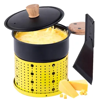 VolksRose Raclette Fondueset mit Kerzenantrieb - Tragbarer Raclettekessel für 2 Personen - Multifunktionaler Mini-Tischwärmer für Schokofondue-/Käsefondue - Topf 300ml für Büro, Camping, Zuhause