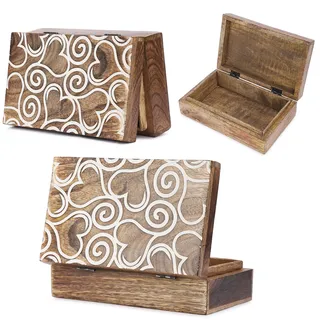 Ajuny Schmuckbox Herz Design 8x5 Zoll