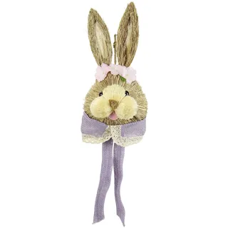 I.GE.A. Bast-Hasenkopf Dekofigur Violett Baumwolle 60 cm