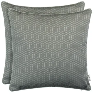 Brandsseller 2er Set Outdoor Kissen 45 x 45 cm – Wetterfeste Zierkissen mit Paspel in Wabenstruktur – Wasserabweisende Gartenkissen & Dekokissen für draußen – Sofakissen für Balkon & Terrasse - Taupe