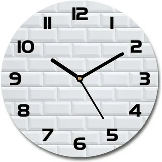 Wanduhr aus Glas 30fi Glasbild Glasuhr Gehärtetes Glas - schwarze-zeiger - Ceramic wall - Weiß