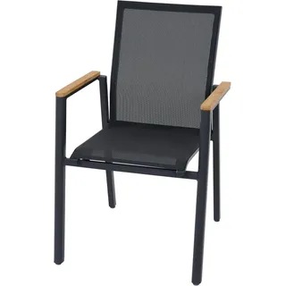 Stapelsessel Bologna anthrazit Armlehnenonlay aus Teakholz FSC® 100% in Natur 64x57x 92 cm