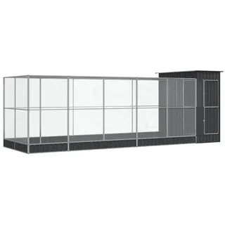 vidaXL Voliere mit Erweiterung Silbern 623x203x216 cm Stahl - Silber