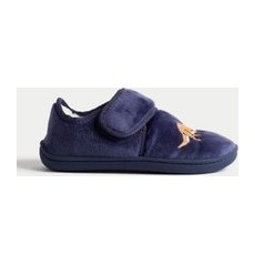 Boys M&S Collection Kids' Riptape Dinosaur Slippers (4 Small - 12 Small) - Navy, Navy - 4 Small