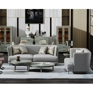 Sofagarnitur 3+2 Sitzer Sofa Sitz Couch Polster Garnitur Moderne Couchen Relax - Grau