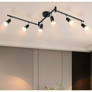 glitzerlife LED Deckenstrahler 6 Flammig Wohnzimmer - Schwarz Deckenleuchte Modern Deckenlampe GU10 Deckenspot Schwenkbar 330°Drehbar Küchelampe Spot Strahler Decke Schlafzimmer Ohne Leuchtmittel