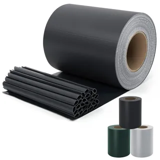 Sekey PVC Sichtschutzstreifen für Doppelstabmatten 35m x 19cm - 26 Befestigungsclips, Doppelstabmattenzaun Sichtschutz, Anti-UV Wetterfest Stabmattenzaun Windschutz für Garten, Anthrazit
