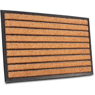 HANSE Home Fußmatte »Mix Mats Gummi Kokos Striped, Türmatte« rechteckig 20 mm Höhe Strapazierfähig, pflegeleicht, robust, wetterfest, UV-beständig, schwarz