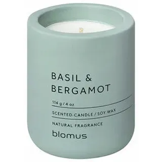 Blomus Duftkerze Fraga, Raumduft, Beton, Pine Gray, Duft Basil & Bergamot, 66449 - Grün