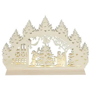 Schwibbogen Weihnachtsbaum mit Kinder LED natur BxHxT 23,5x16x3cm - Naturbelassen
