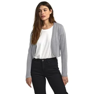 KAFFE Bolero KAankra Damen Bolero Festlich Jäckchen mit Langarm Kurze Strickjacke XL, Grey Mel. w. Silver Lurex