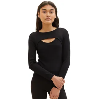 TOM TAILOR Denim Damen Langarmshirt mit Cut-Out Detail