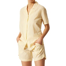 Schiesser Damen Pyjama Kurz Pyjamaset, Gelb, 36