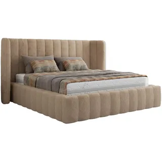 MKS Polsterbett Goletta Classic 200/200 - Creme Plüsch - Schaum-Matratze , Textil , H2 , 7-Zonen , Rechteckig , 200x200 cm , Oeko-Tex® , Schlafzimmer, Betten, Polsterbetten