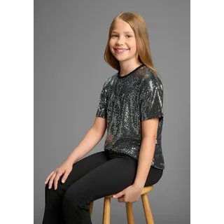 Bruno Banani T-Shirt "festliches Glitzershirt in Paillettenoptik, für Mädchen" Für TEENS, Shirt aus glitzernden Material, silber