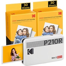 Kodak MINI 2 RETRO P210RW60 PORTABLE INSTANT PHOTO PRINTER BUNDLE 2.1X3.4 WHITE, Drucker, Weiss