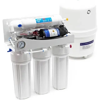 Naturewater 5 Stufen Umkehrosmose 180 L/Tag mit Druckerhöhungspumpe und Druckanzeige, RO Omsoseanlage für sauberes Trinkwasser