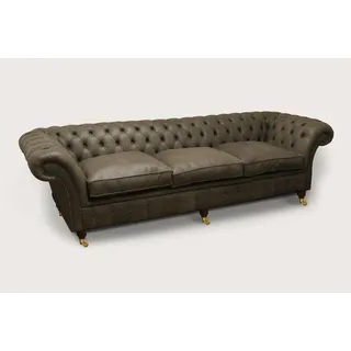 XXL Big Sofa 4 Sitzer Couch Chesterfield Polster Garnitur Leder Textil Braun Neu - Braun