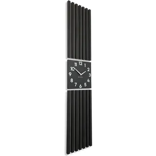 Wanduhr groß Moderne Eichenholz Aufhängepaneel Lamellen 155x30cm ohne tickgeräusche modern Holz Eiche Schwarz MDF holzoptik Wohnzimmer (Schwarz) - Schwarz
