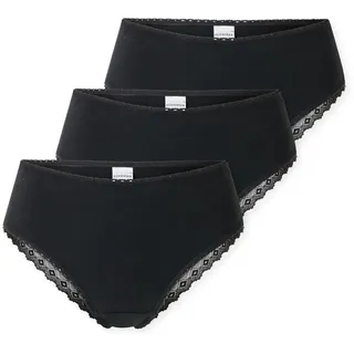 SCHIESSER Damen 3 Pack Brazilian Slip Unterwäsche mit Spitze - Modern Multipacks, schwarz_182905, 38
