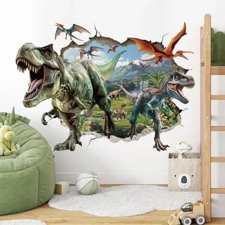 SHUCHING Wandtattoo Dinosaurier 3D XXL, Wandsticker Dino Groß, Selbstklebend Wandaufkleber für Jugendzimmer Kinderzimmer Jungen Schlafzimmer Spielzimmer