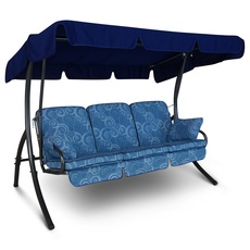 Angerer Hollywoodschaukel Comfort - Gartenschaukel Made in Germany - Schaukel zum Sitzen, Liegen und Entspannen - inklusive Bett-Funktion - einfache Montage (Blau Gemustert)