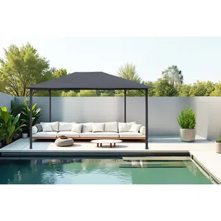 Pavillon KONIFERA "Kreta", grau (grau, grau), B/H/T: 400cm x 264cm x 300cm, Pavillons, Pavillon, in BxT: 300x300 cm oder 400x300 cm