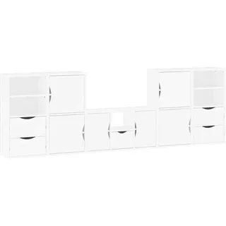 vidaXL Wohnwand mit Stauraum ODDA Weiß Massivholz Kiefer 3365383