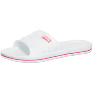 Brandsseller Damen Badepantolette Badeschuhe Badeschlappen Badelatschen Strandschuhe - Uni mit seitlichem Streifen an der Sohle