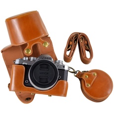 Z fc Zfc Kameratasche aus PU-Leder mit Gurt für Nikon-Z-FC, Zfc 28 mm f/2.8 SE, 16-50 mm f/3.5-6.3 Objektiv, braun, Vintage-Stil