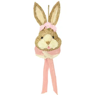 I.GE.A. Tierfigur Bast-Hasenkopf Rosa Baumwolle 16 cm