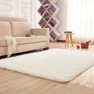 YUANWAN Teppich Wohnzimmer Schlafzimmer 180 x 230 cm Waschbar Und rutschfest Weicher Teppich Heimdekoration Fellteppich Shaggy für Schlafzimmer, Wohnzimmer, Beige