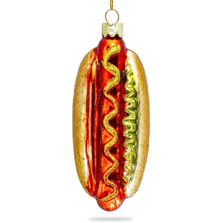 SIKORA Hotdog besondere Weihnachtskugel Glas Christbaumschmuck Deko Figur Weihnachten Anhänger Ornament - Trend Line - BS468