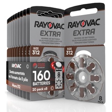 160 Hörgerätebatterien Rayovac Extra 312 mit Sound Fusion Technologie (20 Blister à 8 Batterien)
