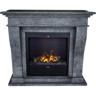 Xaralyn Wasserdampf-Kamin - Kreta EAL-SWP - schwarz Naturstein - 1500 Watt Heizung - mit Fernbedienung - Opti-Myst Elektrokamin - Kaminsims inklusive Einbaukamin - Dekokamin - Grau